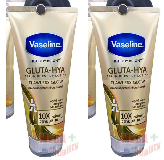 2 x Vaseline Healthy Bright Gluta HYA Serum Burst Lotion Flawless Glow 200ml