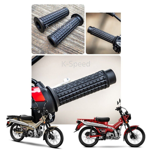 Black Rubber Lh+Rh Handle Grips 22mm For Honda CT125 Hunter Cub 2022 - 2023