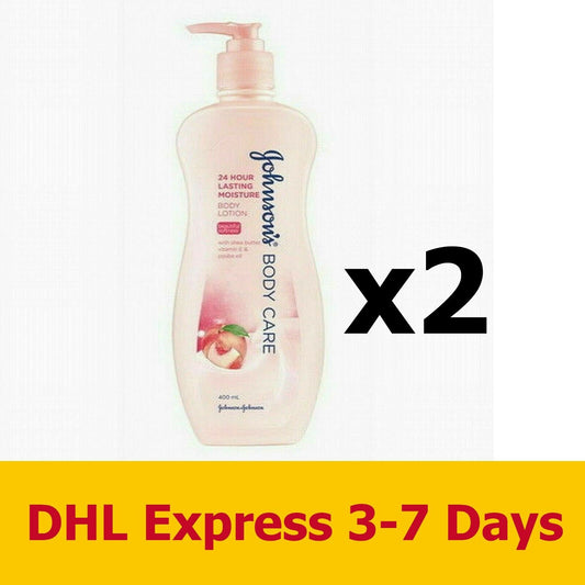 2x400ml Johnson's Body 24 Hour Lasting Moisture Lotion Moisturizers Skin Natural
