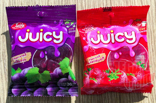 2 x 36 g. Jelfy Juicy Grape + Strawberry Jelly Snack Party Very delicious.