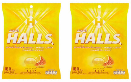 2 x Halls Honey-Lemon Flavored Candy Fresh breath 100pcs