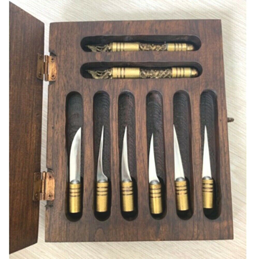 Thai Carving Knives Food Art Tool Fruit Soap Carving Knife Set naga Box Luxury