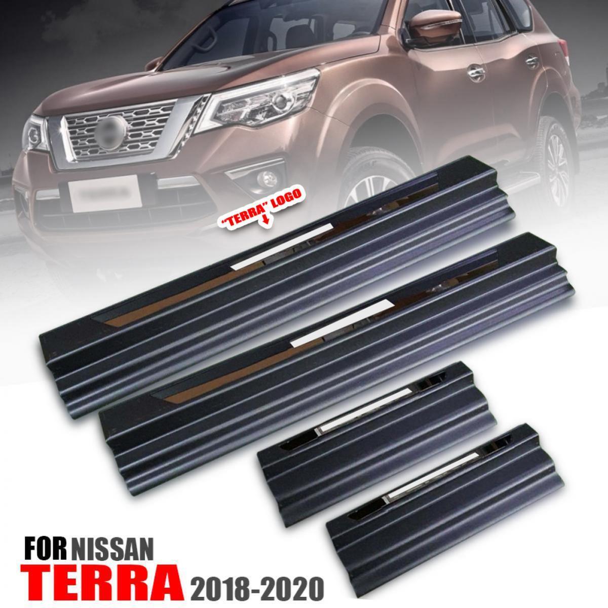 For Nissan Terra SUV 2018-2020 Set 4PCs Scuff Plate Door Step Sill Black Chrome