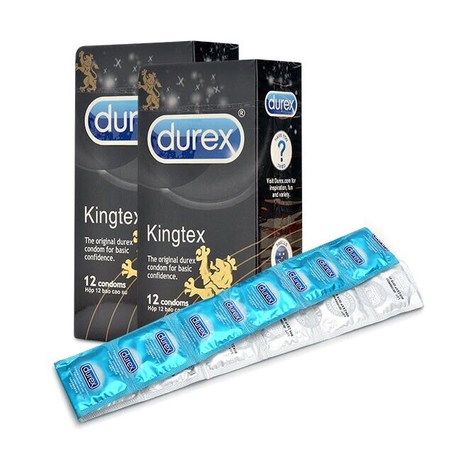 12 Pcs. Durex Kingtex 49 mm Smooth with Lubricated Condoms Male Smooth Fit