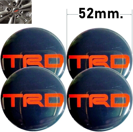 C4 52mm X 4pcs Stickers Resin Reflect Logo Decor Emblem Wheels Center Caps TRD
