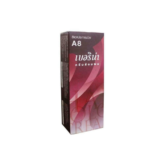 Berina Hair Color Cream A8 Bergundy 60 ml Hair Dye Super Permanent Fashion