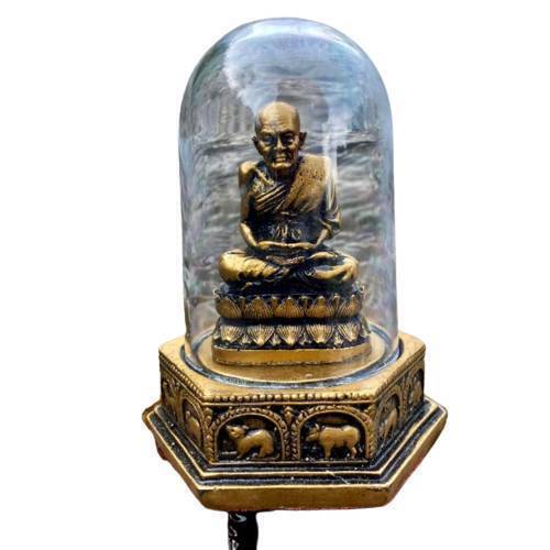 Phra LP Tuad Glasscover Base Constellation Car Protect Power Thai Buddha Amulet