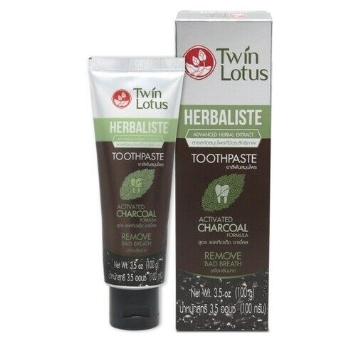 Charcoal Toothpaste Twin Lotus Herbaliste Remove Bad Breath Whitening Teeth 100g