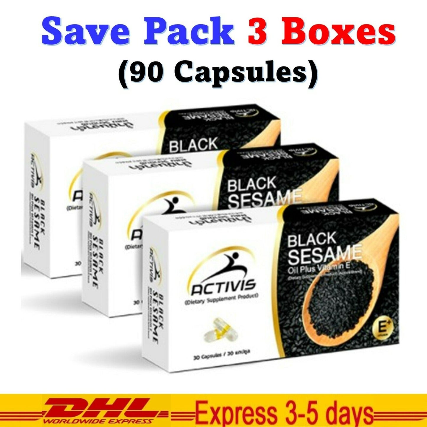 3x ACTIVIS Black sesame seed oil Sesamin Vitamin E It is very useful Joint Bone