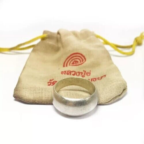 Ring Talisman Silver Color LP Du Sakae Temple LP Doo Mantra Thai Buddha Amulet
