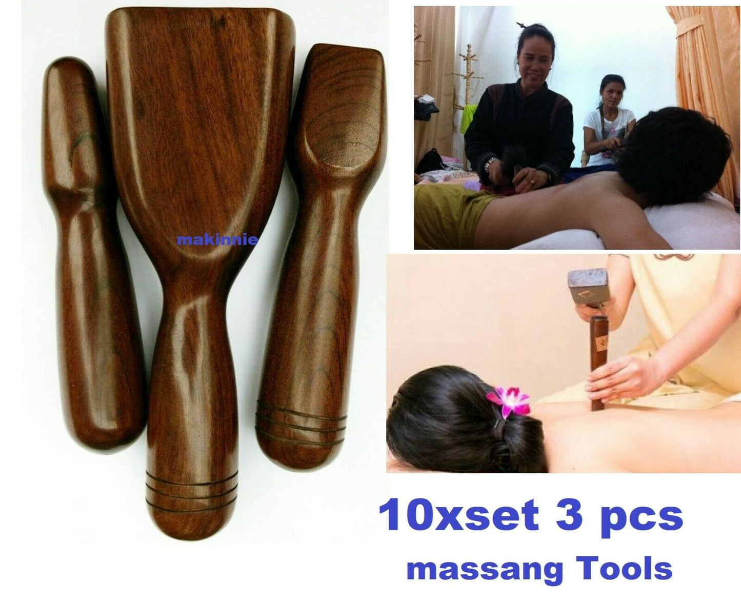 10x 3 pcs Massage Hammer Stick Tool Tok Sen Therapy Relax Spa Supply Home Hotel