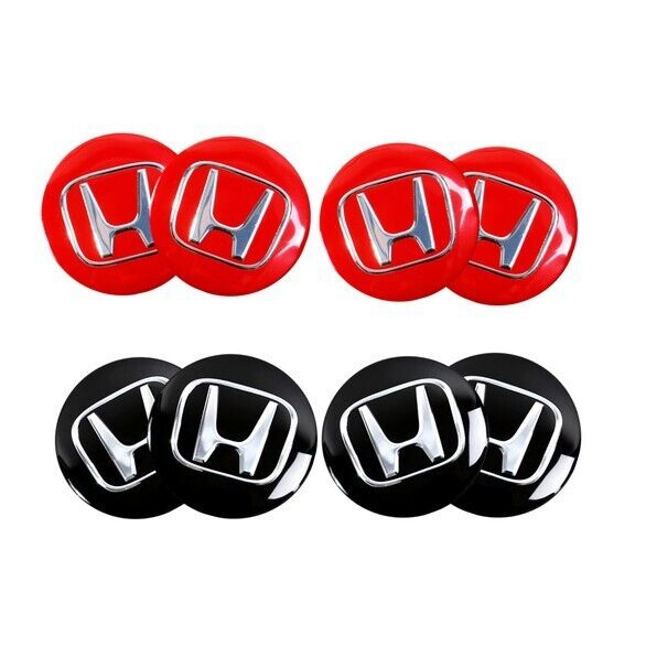 64mm X 4pcs Black H Stickers Abs Plastic Reflect Logo Emblem Wheels Center Caps
