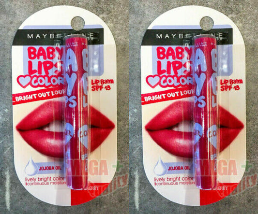 2 x Maybelline SPF 13 Baby Lips Lively Color Moisturizing Lip Balm WILD CHERRY