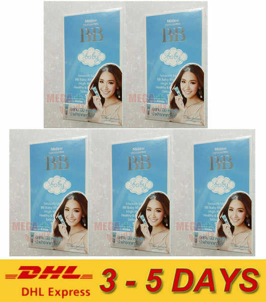 5 x 15g. Mistine BB baby Face Cream Make Up Base Foundation SPF 30 ** Express !