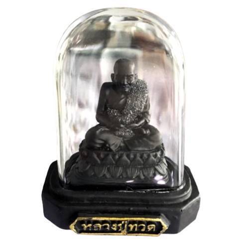 Phra LP Tuad Jasper Glass Cover Magic Power Protect Talisman Thai Buddha Amulet