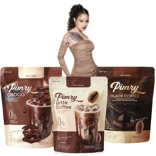 Pimrypie Black Coffee, Cocoa, Coffee Latte Drink No Sugar, Trans Fat Low calorie