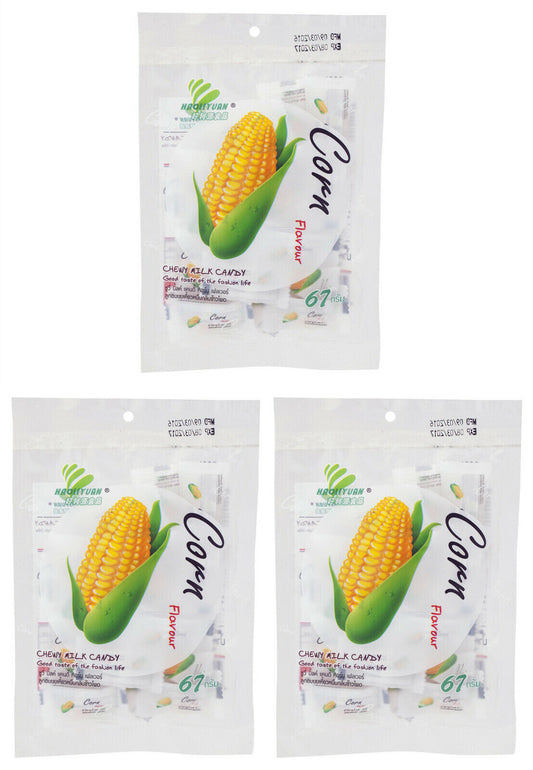 3 x Chewy Corn Candy Delicious Thai Fruit Premium Snack International Food 67g.