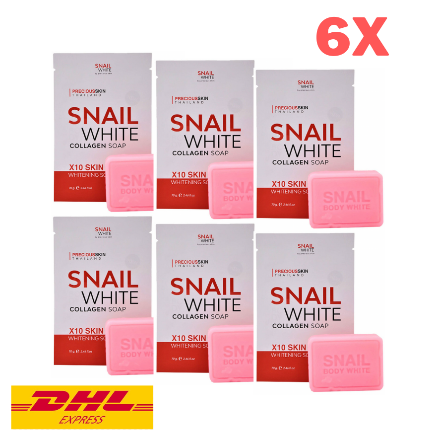 6x SNAIL WHITE Collagen Soap 10x Whitening Face & Body Precious Skin Bright 70 g