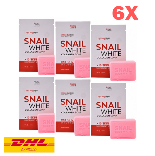 6x SNAIL WHITE Collagen Soap 10x Whitening Face & Body Precious Skin Bright 70 g