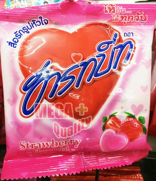 Thai Fruit Hartbeat Candy Sweet Strawberry Flavor 7 Tablets