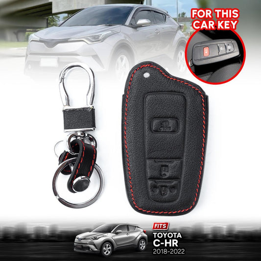 Key Case Black Leather Remote Control For Toyota C-HR CHR SUV 2018-2022