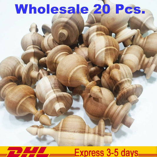 Lot Bulk Teak Wood Finials Replacement Post Clock Curtain Rail furniture Home 4”