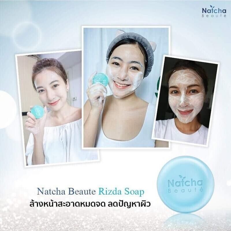 Duo Set Natcha White Serum&Rizda Soap Clear Face Brighten Anti Dull Skin Wrinkle