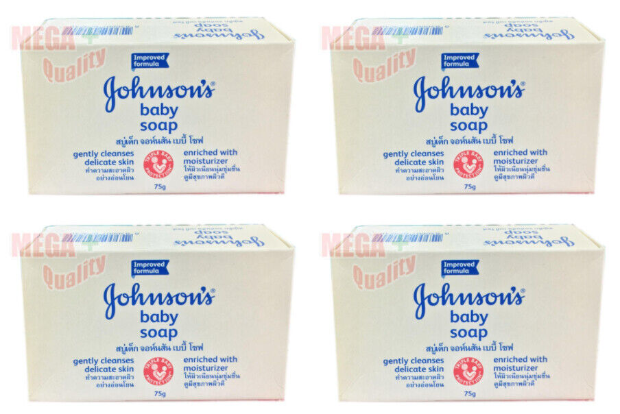 4 x Johnson Baby Soap Bar Soft Healthy Gentle Cleanses Safe Hypoallergenic 75 g.