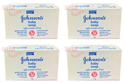 4 x Johnson Baby Soap Bar Soft Healthy Gentle Cleanses Safe Hypoallergenic 75 g.