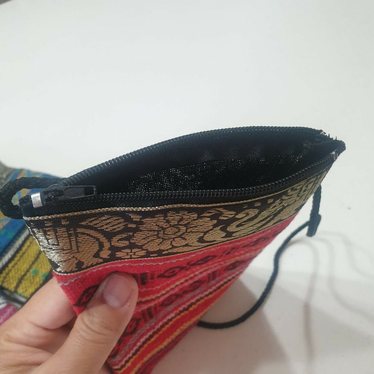 100Pcs Thai Elephant Fabric Bag Shoulder Cross body Wallet Purse Zip Wholesale
