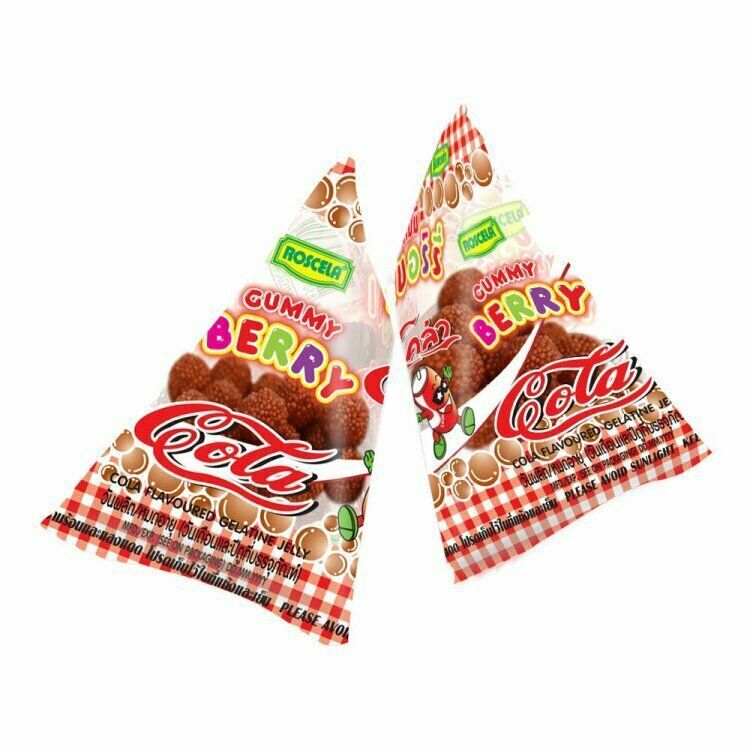 12 x Roscela Gummy Berry Cola Flavoured Gelatine Jelly Soft Sweet CHEWING 15g.