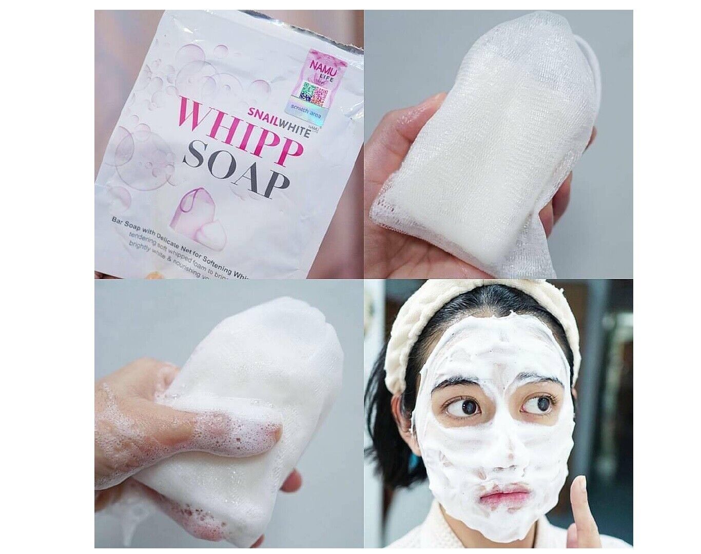 10x 100g. SnailWhite Whipp Soap Cleansing Face Soft, Clear, Radiant Clear