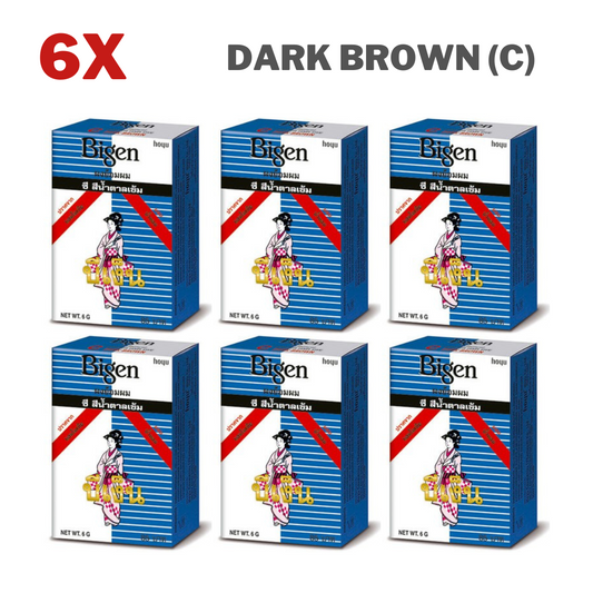 6x Bigen Hair Color Powder Dark Brown (C) Permanent Dye Ammonia-Free 6g