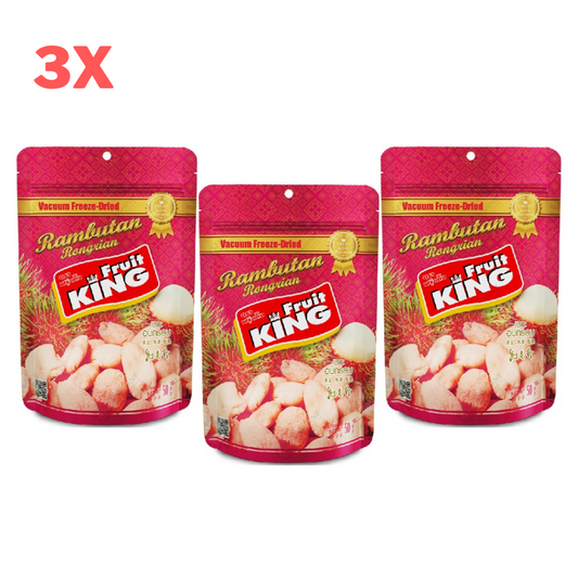 3x Rambutan Freeze Dried Fruit King Thai Snack Crispy Party Camping Natural 50g