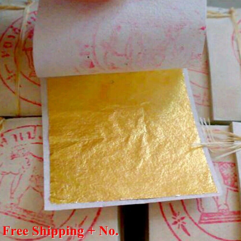 100% Pure Gold Leaf Edible Genuine Leaves 100 Sheets Gilding Craft Spa Dessert