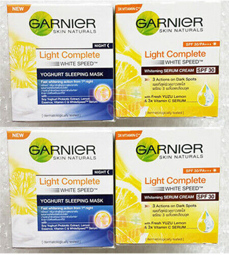 2 Set of Garnier Light Complete White Speed Day and Night Cream Skin Whitening
