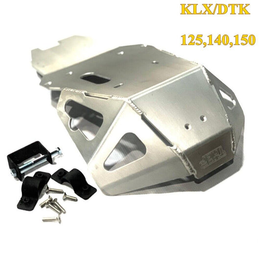 KLX/DTK125,140,150 Engine Under Guard Skid Plate Silver Aluminum Motorcycle V.2
