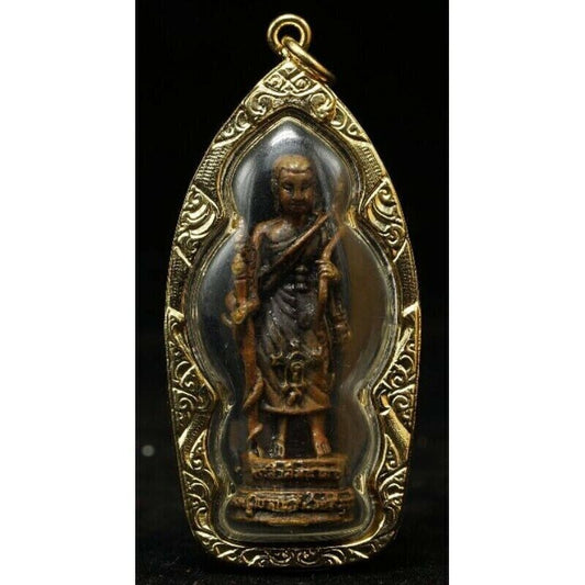 Phra Siwalee Gold Plated Pendant LP Kalong Thai Buddha Amulet Wat Khao Laem
