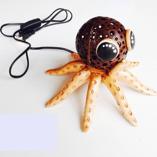Coconut Lamp Squid Handicraft Holder Gift Night Light Home Decorative Restaurant