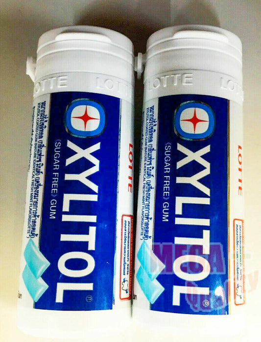 2 X 29g LOTTE XYLITOL Coated Gum Fresh Mint Sugar Free Protection Bacteria