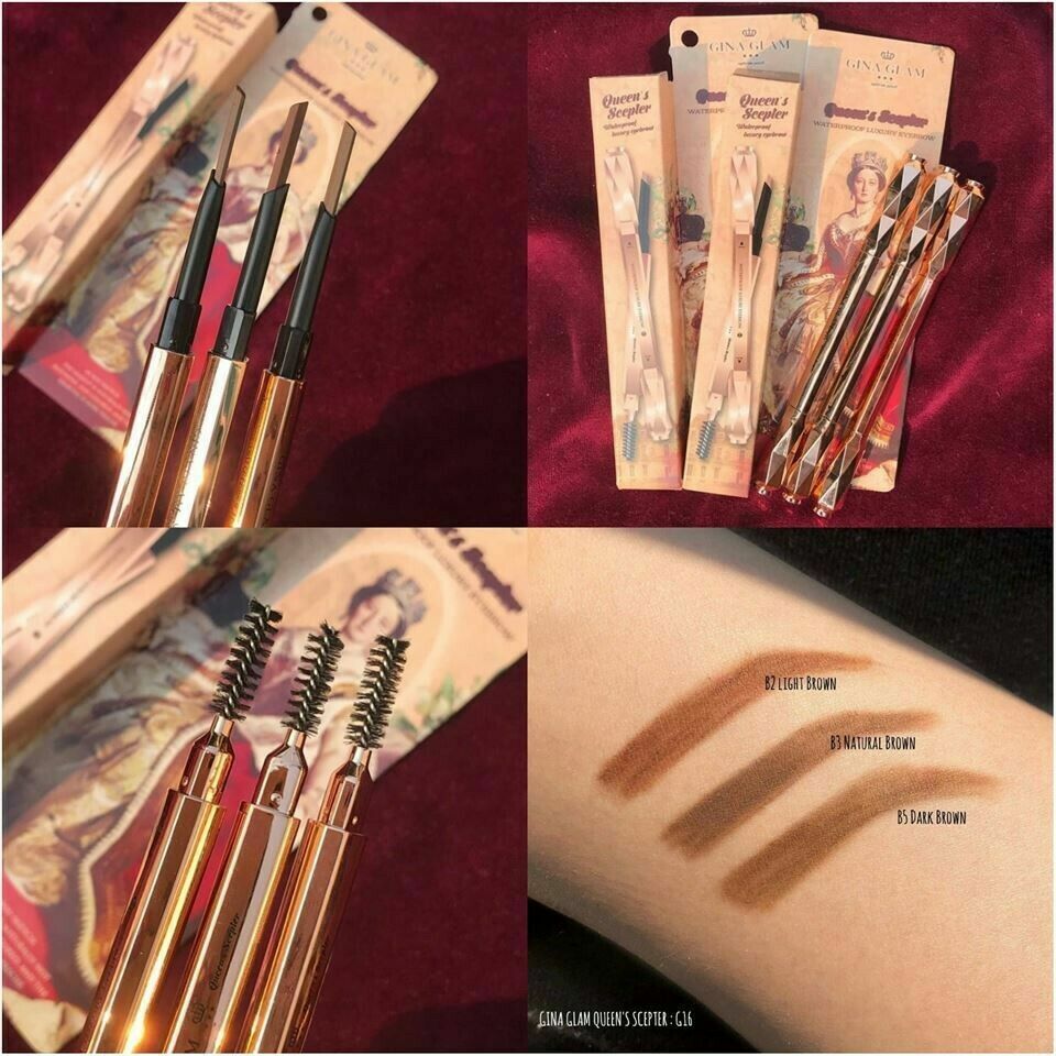 GINA GLAM Queen s Scepter Waterproof Luxury Eyebrow G16 #B2 Light Brown 0.3 g