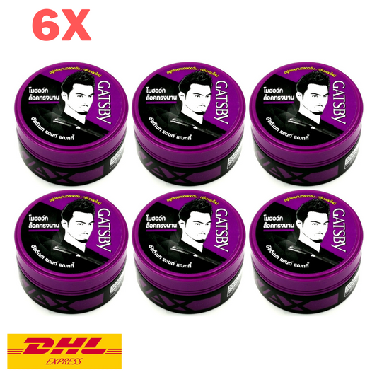 6x Gatsby Hair Styling Wax Ultimate & Shaggy Gel Mohawk Japan Long Lasting 75g