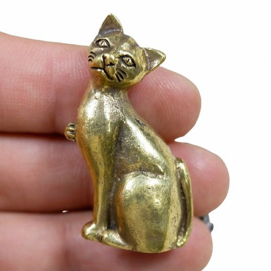 Wealth Cat Hunting Money Lucky Casino Brass Amulet Statue Magic Talisman Fetish