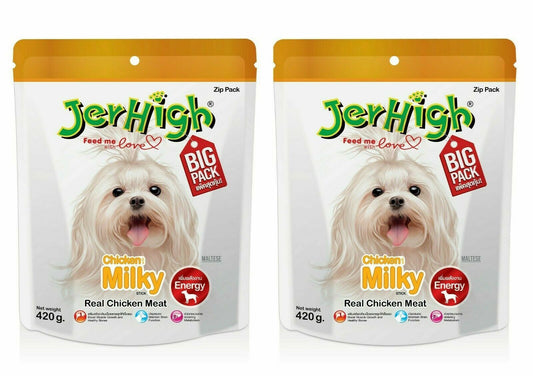 2 x 420 g JerHigh Save Pack Chicken Milky Stick Dog Puppy Snack Treats