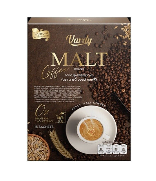 Vardy Malt Coffee Instant Drink Vitamin B High Fiber Burns Fat Halal 30 sachets