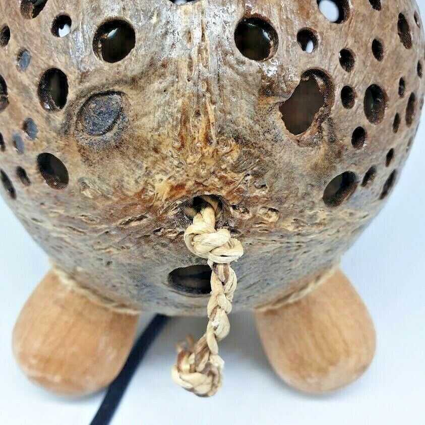 Buffalo Thai Hand Carved Handmade Wooden Crafts Coconut Shell Wood Lamp