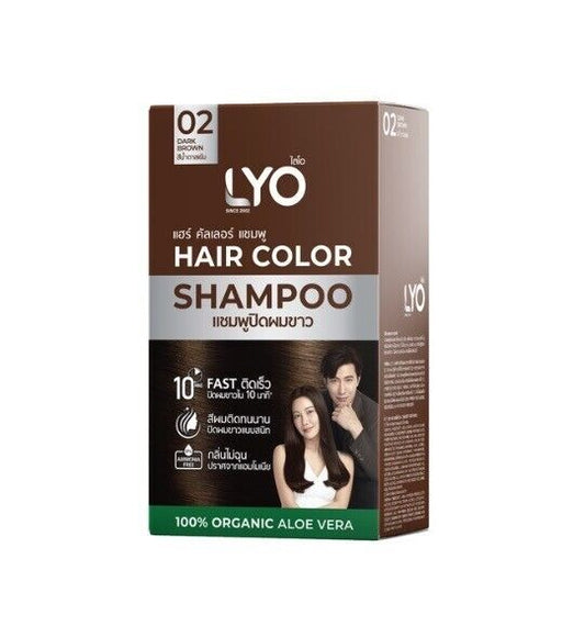 LYO Hair Color Shampoo Dark Brown Helps hair not dry, damaged, soft, shiny