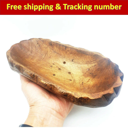 New Soap Dish Hand Carved Wood Teak Wooden Bowl Box Natural Fruit Tray Vintage