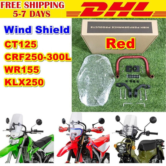 Red Wind Shield For Honda CRF250 300L CT125 KLX250 WR155 J Cross Abs Plastic