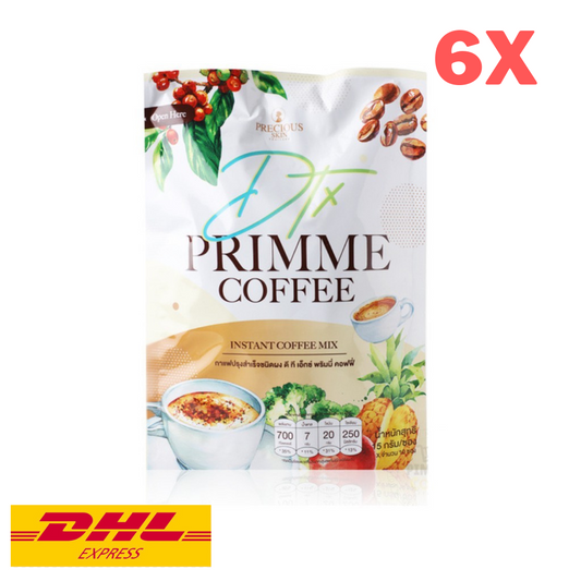 6x PRIMME Coffee DTX Instant Mix Fiber Burn Firm Enhance Skin Collagen Healthy